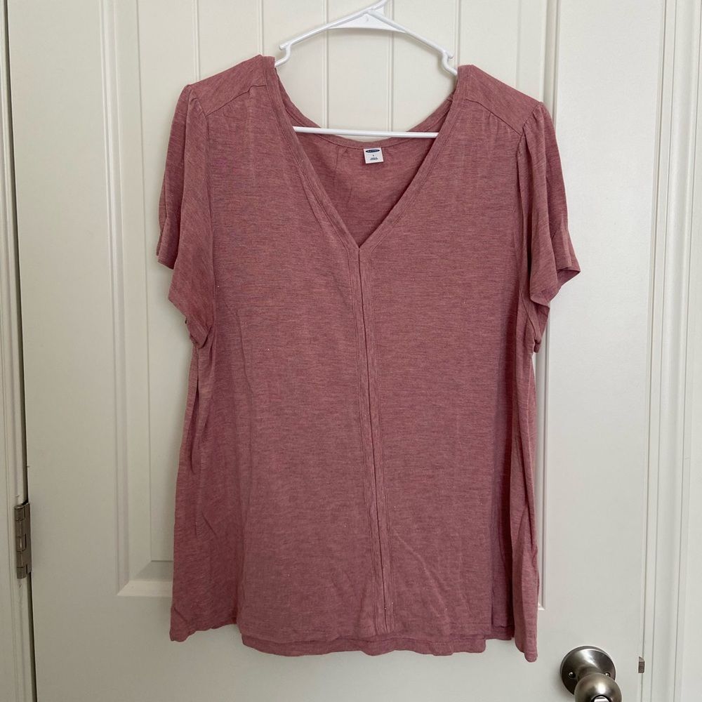 NWOT‎ Old Navy women’s mauve pink sparkly v-neck relaxed casual blouse large
